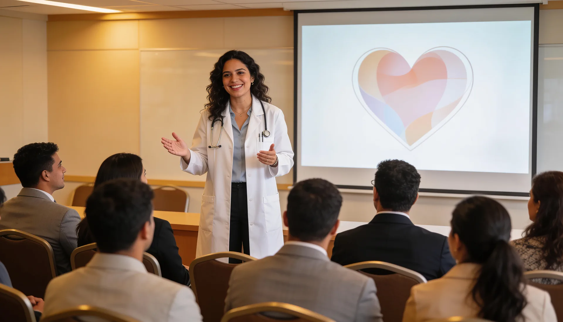 Profesional de la salud invitado dando una charla a colaboradores de una empresa